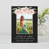 Matig, roze bloem afstuderen aankondiging (Staand voorkant)