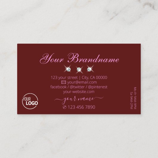 Matig roze bruinkooldiamant met Logo Visitekaartje (Achterkant)