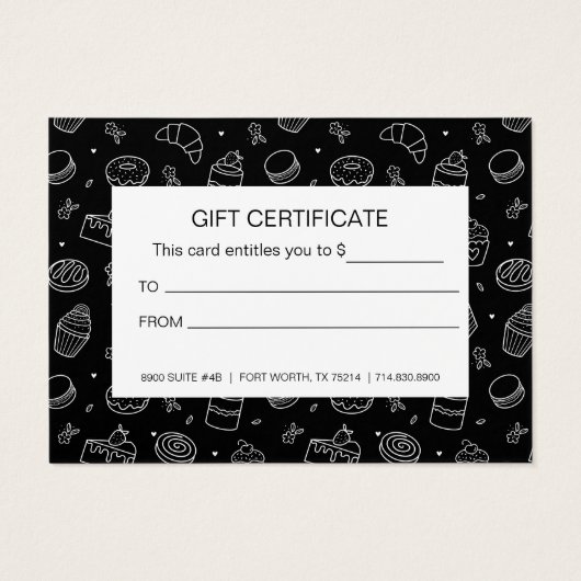 Matig Roze Cupcake-cadeaubon bakkerij Visitekaartje (Achterkant)