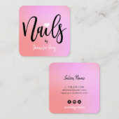 Matig roze en paarse gradiëntnagels vierkante visitekaartje (Voorkant / Achterkant)