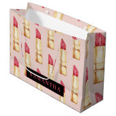 Matig roze en rode lipstick, meisje met naam groot cadeauzakje (Voorkant Gekanteld)