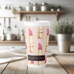 Matig roze en rode lipstick, meisje met naam latte mok<br><div class="desc">Matig roze en rode lipstick,  meisje met naam</div>