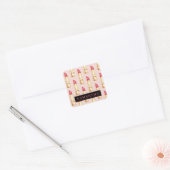 Matig roze en rode lipstick, meisje met naam vierkante sticker (Envelop)
