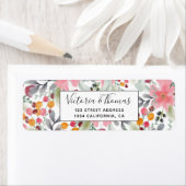 Matig roze florale waterverf botanisch patroon etiket (Insitu)