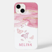 Matig roze glitterchema, monogrammen Case-Mate iPhone case (Achterkant)