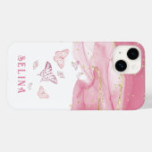 Matig roze glitterchema, monogrammen Case-Mate iPhone case (Achterkant (horizontaal))