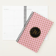 Matig roze goudzwart Glitter Polka Dots Monogram