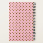 Matig roze goudzwart Glitter Polka Dots Monogram Planner (Achterkant)