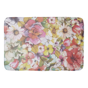 Matig roze koraal botanische waterverf bloembad badmat