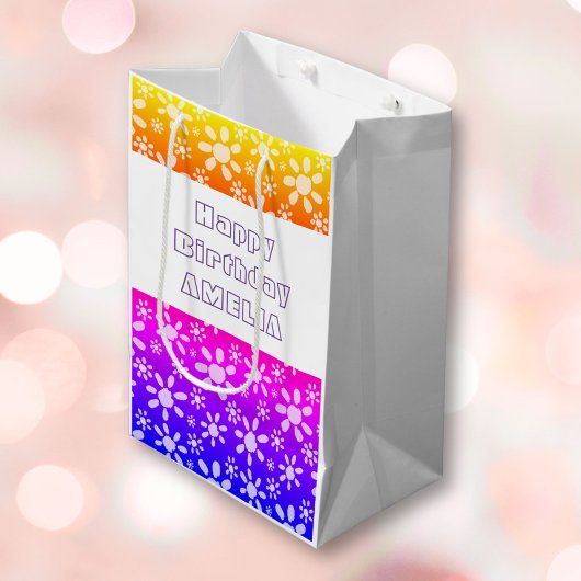 Matig roze meisje bloem medium cadeauzakje