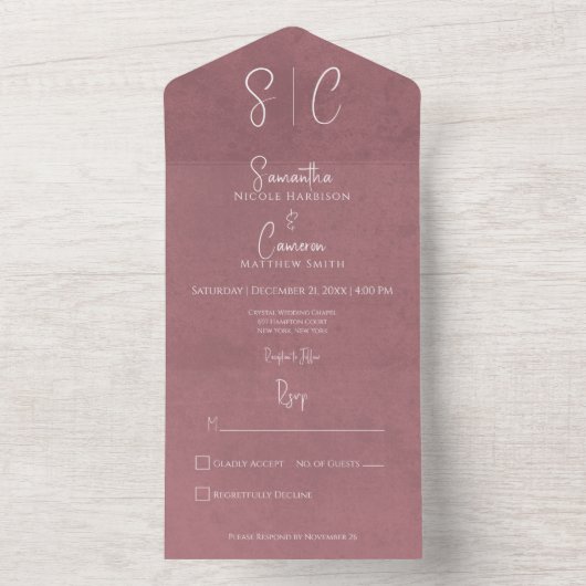 Matig roze minimummonogram geen diner all in one uitnodiging (Binnen)