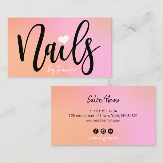 Matig roze pekroze gradiëntnagels visitekaartje (Voorkant / Achterkant)