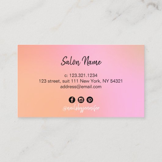 Matig roze pekroze gradiëntnagels visitekaartje (Achterkant)