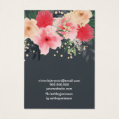Matig roze rood groen bloemgoud oorscherm visitekaartje (Achterkant)