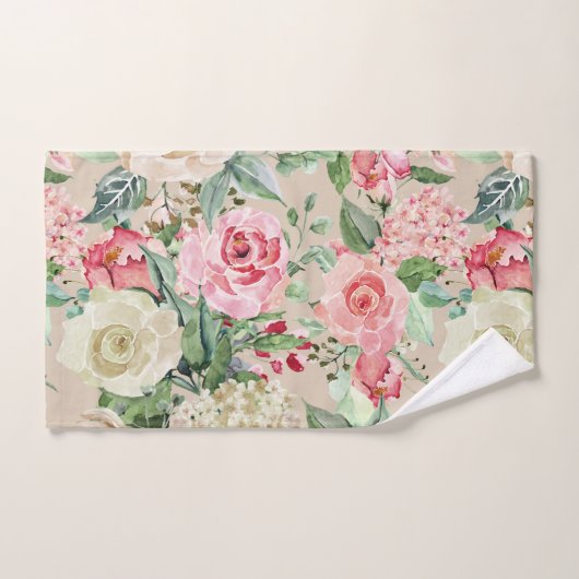 Matig roze roos waterverf floraal handdoek (Handdoek)