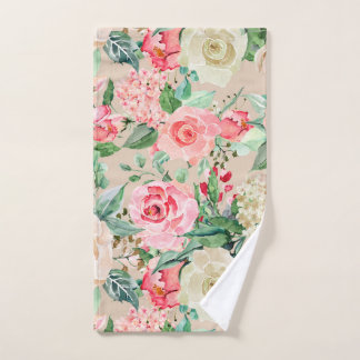 Matig roze roos waterverf floraal handdoek