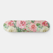 Matig roze roos waterverf floraal persoonlijk skateboard (Horizontaal)
