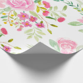 Matig roze roze groen waterverf patroon cadeaupapier (Hoek)
