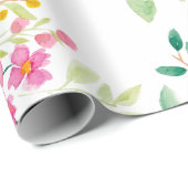 Matig roze roze groen waterverf patroon cadeaupapier (Rol Hoek)