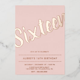 Matig roze roze roze roestvrij zestien folie uitnodiging