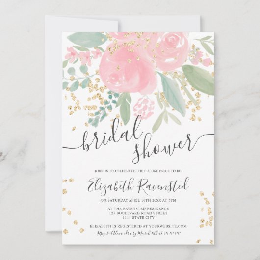 Matig roze vrijgezellenfeest met roze bloem kaart (Voorkant)