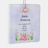 Matig roze Waterverf Floral Lijst Baby's geboorte Keramisch Ornament (Rechts)