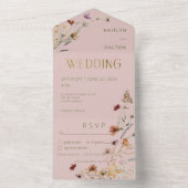 Matig Roze Wildflower Bouquet Dinner All In One Uitnodiging (Binnen)