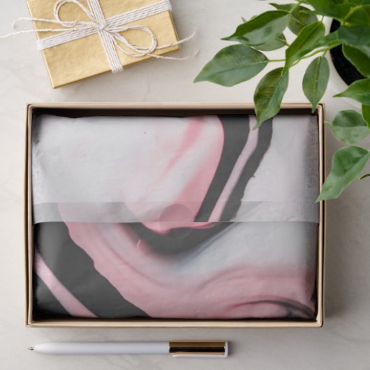 Matig roze zwart gekleurd marmerpatroon tissuepapier (Geschenk)