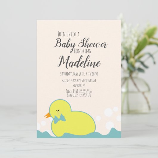 Matig Rubber Duck Yellow Warm Baby shower Kaart (Staand voorkant)