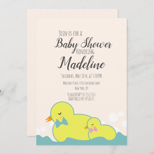 Matig Rubber Ducks beige Baby shower Kaart (Voorkant / Achterkant)