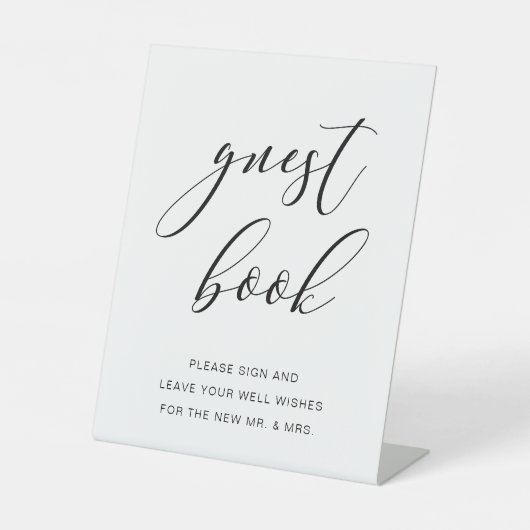 Matig Rustic Wedding Guestbook Sign Script Reclamebord Met Voetstuk (Voorkant)