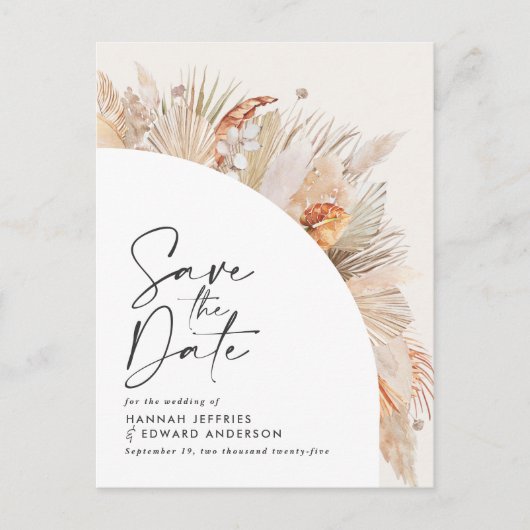 Matig rustig botanisch elegant pamapgras aankondigingskaart (Voorkant)