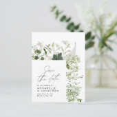 Matig rustige eucalyptus botanische elegant groen aankondigingskaart (Staand voorkant)