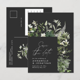 Matig rustige eucalyptus botanische elegant zwart aankondigingskaart
