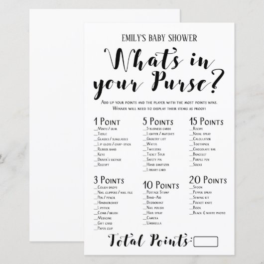 Matig Rustisch Baby shower Game PRINED (Voorkant / Achterkant)