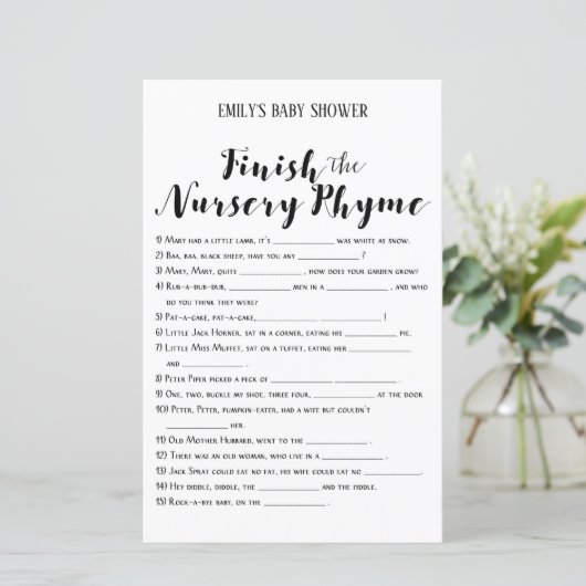 Matig Rustisch Baby shower Game PRINED (Staand voorkant)