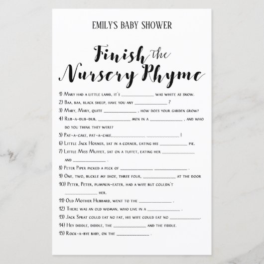 Matig Rustisch Baby shower Game PRINED (Voorkant)