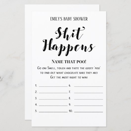 Matig Rustisch Baby shower Game PRINED (Voorkant / Achterkant)