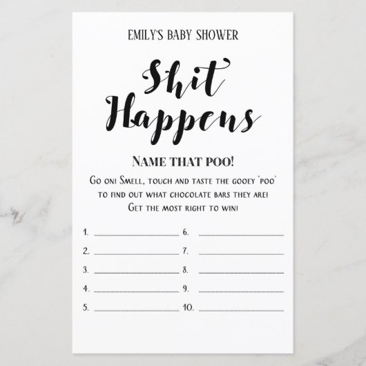 Matig Rustisch Baby shower Game PRINED (Voorkant)