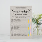 Matig Rustisch Baby shower Game PRINED (Staand voorkant)