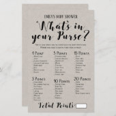 Matig Rustisch Baby shower Game PRINED (Voorkant / Achterkant)