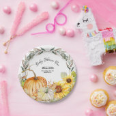 Matig Rustisch Pompoenbladeren Zonnebloem Baby sho Papieren Bordje (Feest)