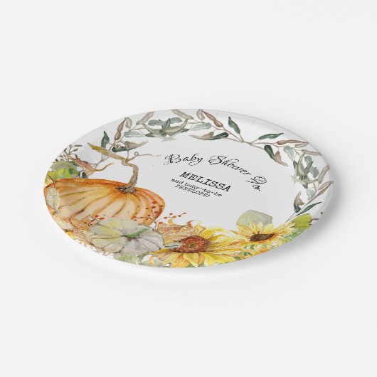 Matig Rustisch Pompoenbladeren Zonnebloem Baby sho Papieren Bordje (Gekanteld)