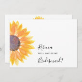 Matig Rustische Zonnebloem Waterverf Bridesmaid Kaart (Voorkant / Achterkant)
