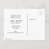 Matig sage groen tweede baby geboortefoto collage aankondigingskaart (Achterkant)