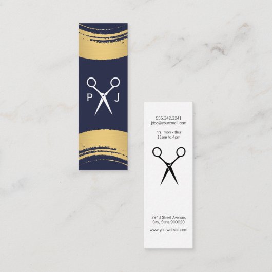 Matig Salon Monogram / Goud geborsteld / Stijllijs Mini Visitekaartje (Voorkant / Achterkant)