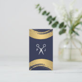 Matig Salon Shears Monogram / Goud geborsteld Visitekaartje (Staand voorkant)