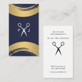 Matig Salon Shears Monogram / Goud geborsteld Visitekaartje (Voorkant / Achterkant)
