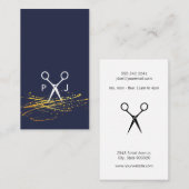 Matig Salon Shears Monogram / Goudspatter Visitekaartje (Voorkant / Achterkant)