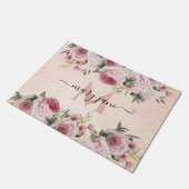 Matig schattig Roze Glitter Roos Gold floral Deurmat (Schuin)